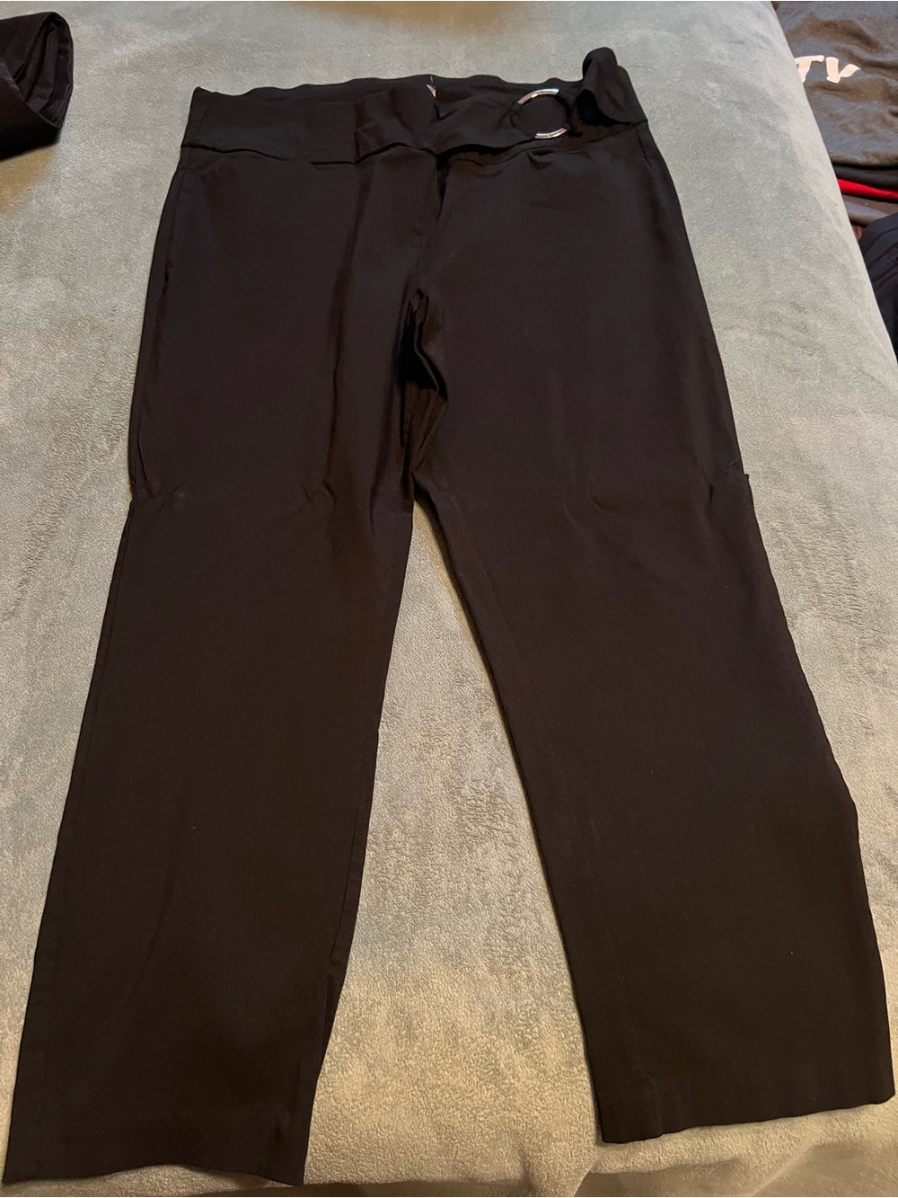 Maurices Black Wide-Waist Capri Pants with Hip Ring
